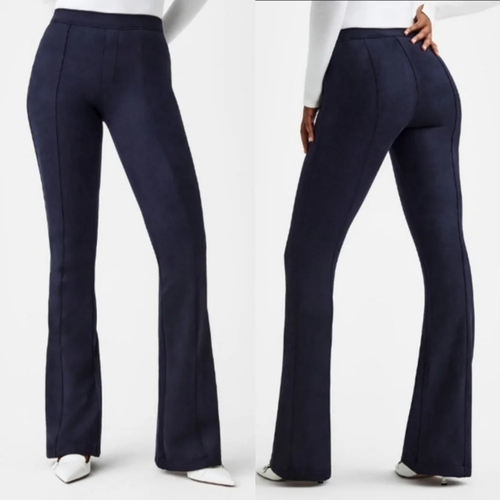NWT SPANX Faux Suede Flare Pant in Classic Navy $169